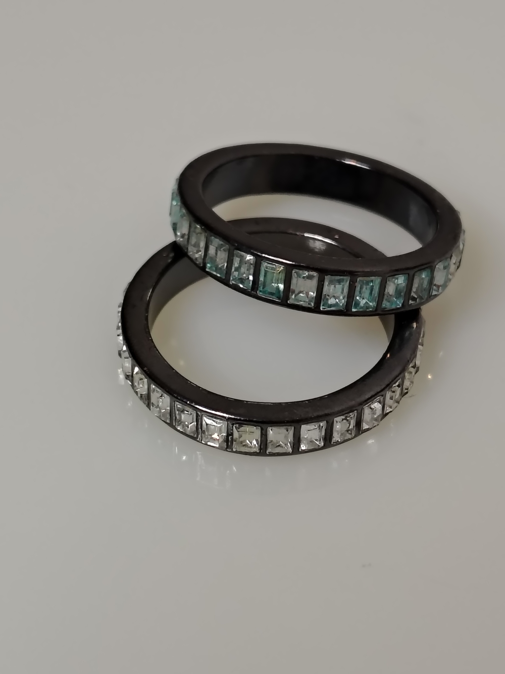 Women's Dual-Color Crystal Eternity Rings Set